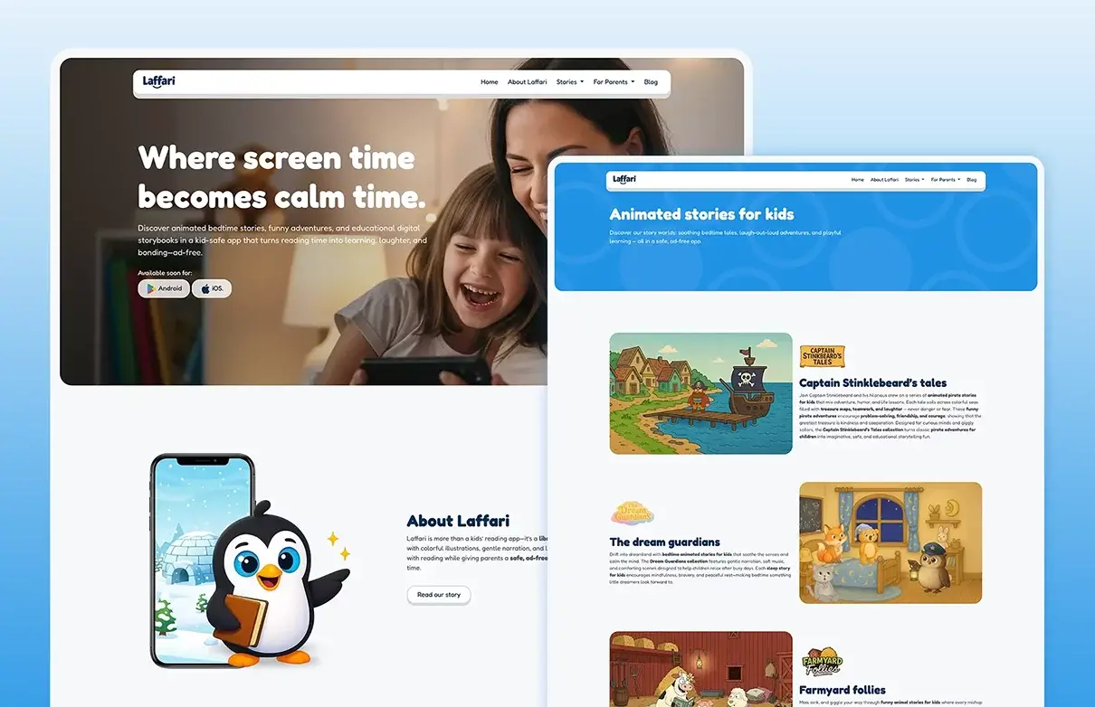 Laffari Bedtime Stories - Mobile App UI Design