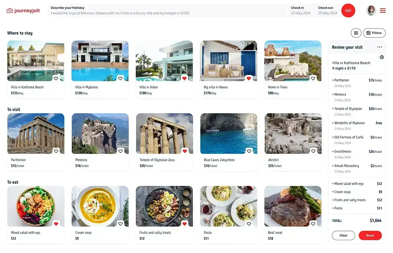Booking Application - Web and Mobile Interface