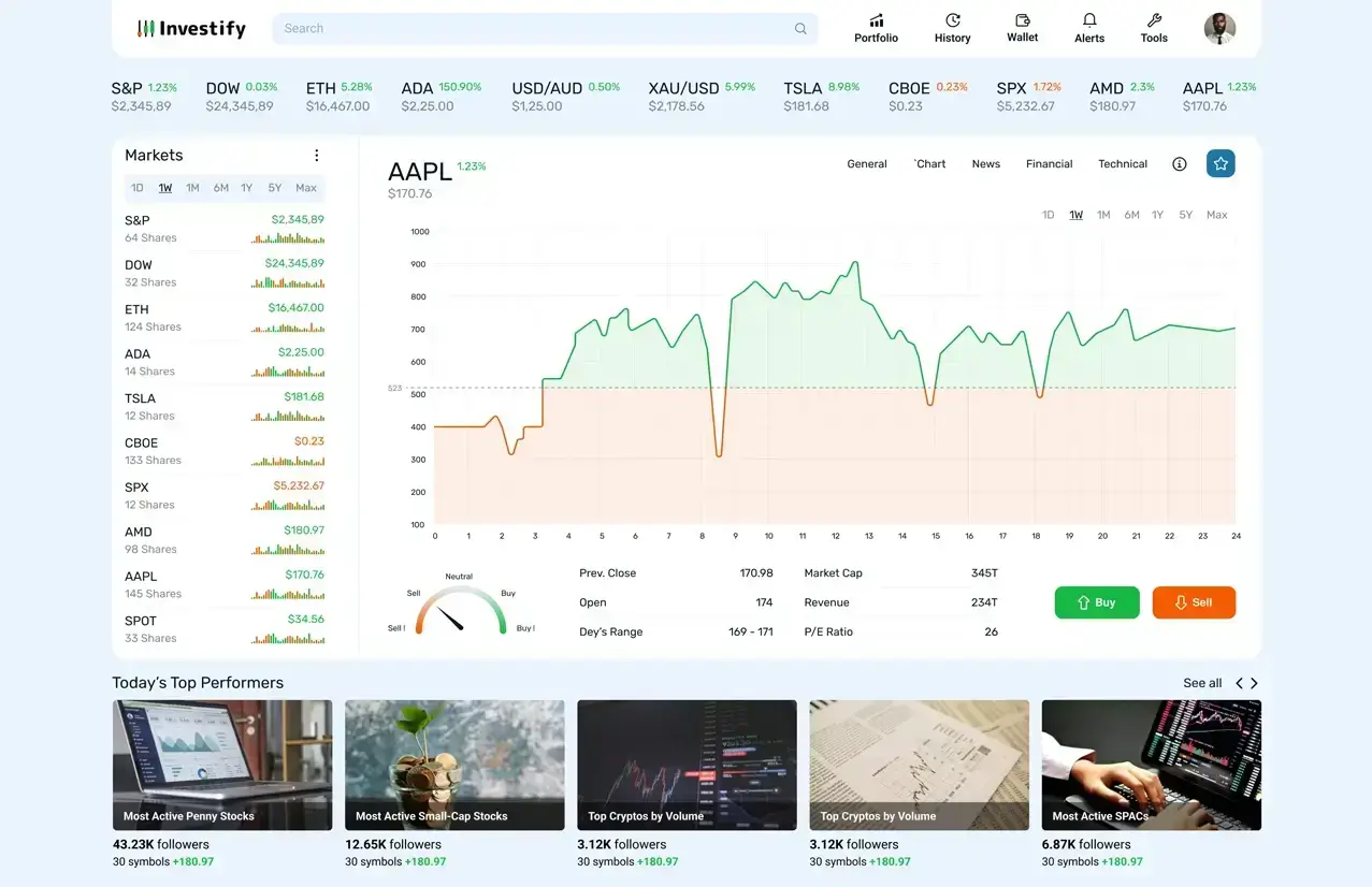 Investify - Fintech Application Interface