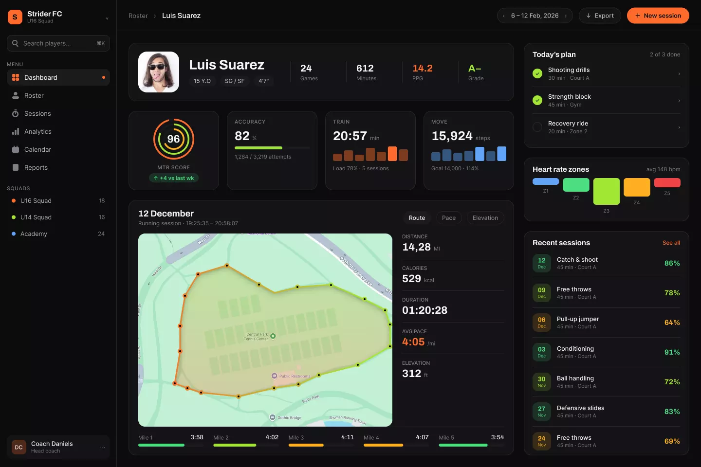 Strider - Athlete Web App UI Design