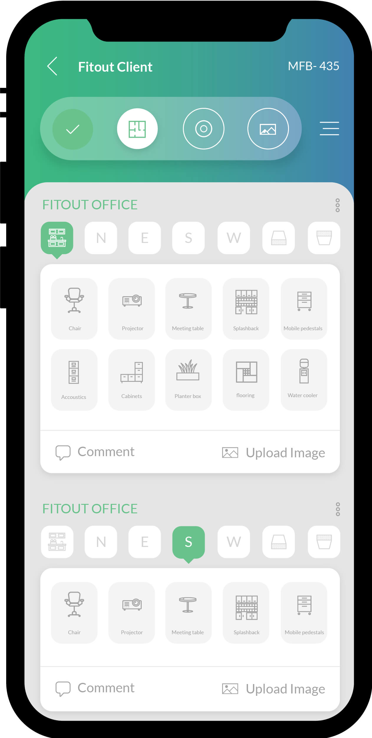 Mobile User Interface office builder
