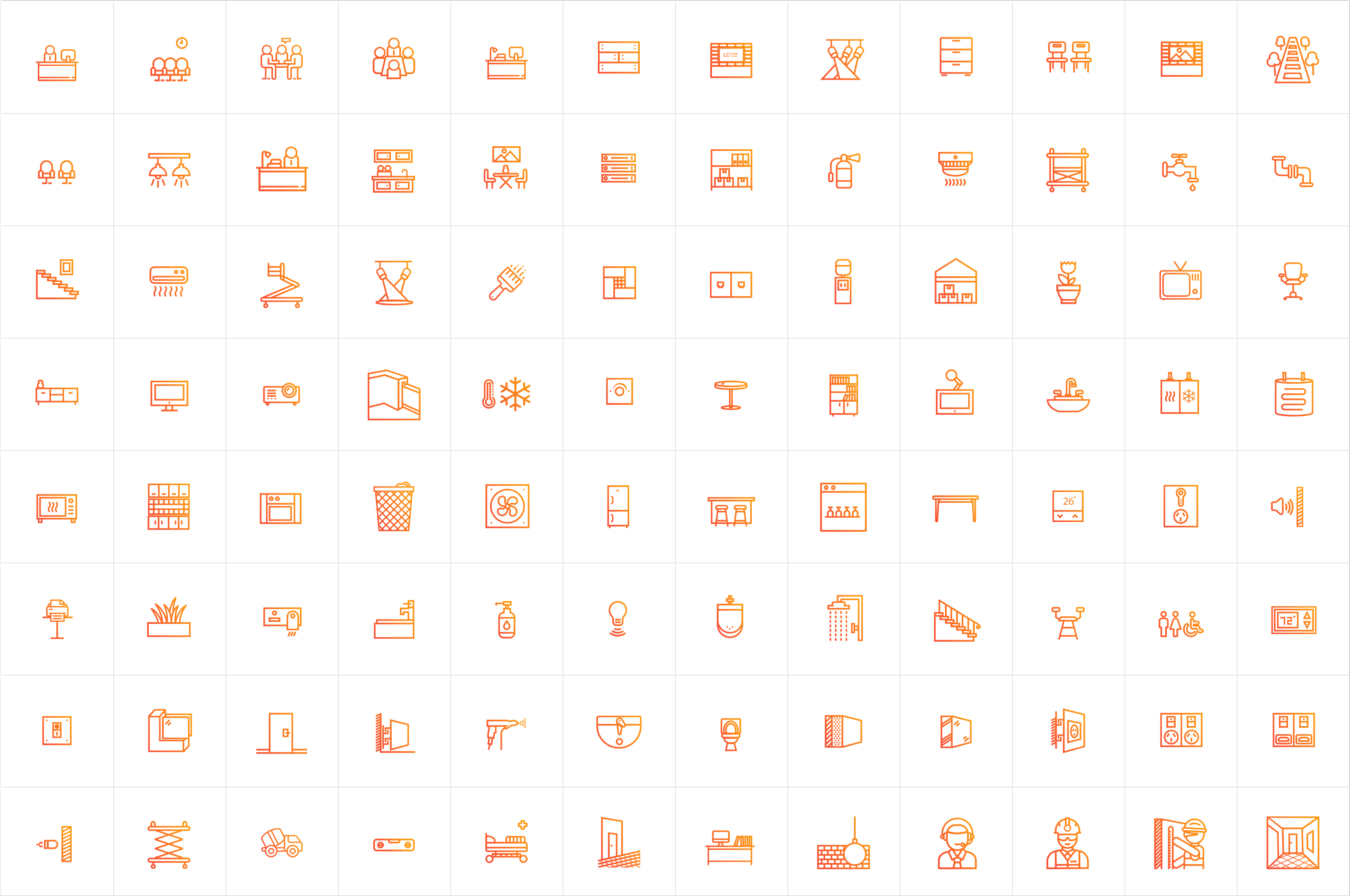 Construction and properties icon set