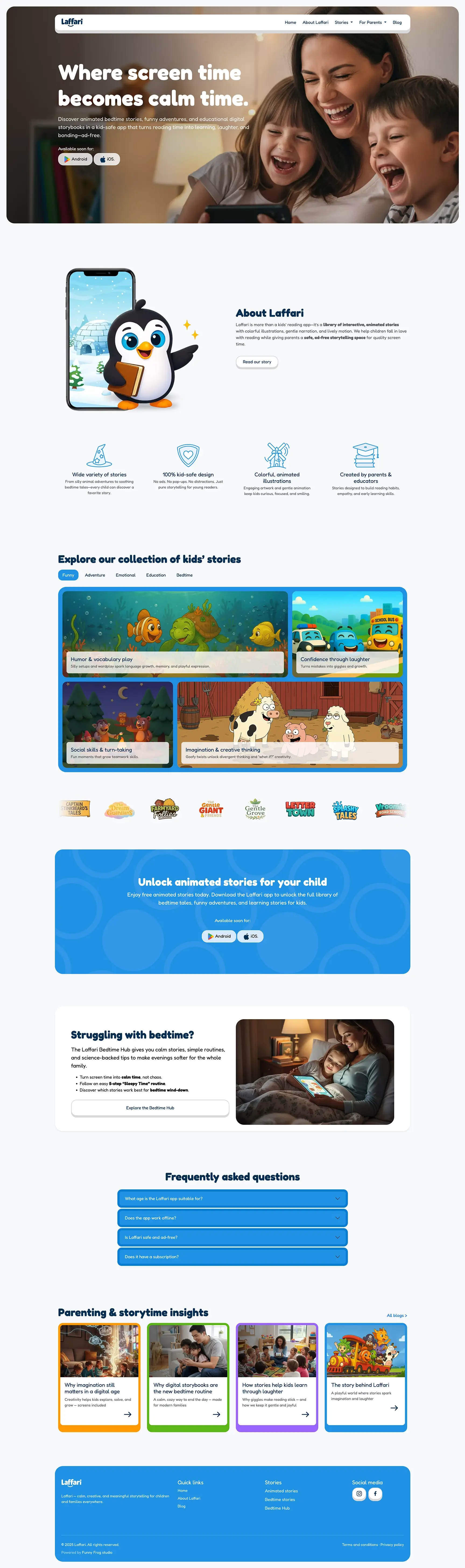 Laffari Bedtime Stories App Interface