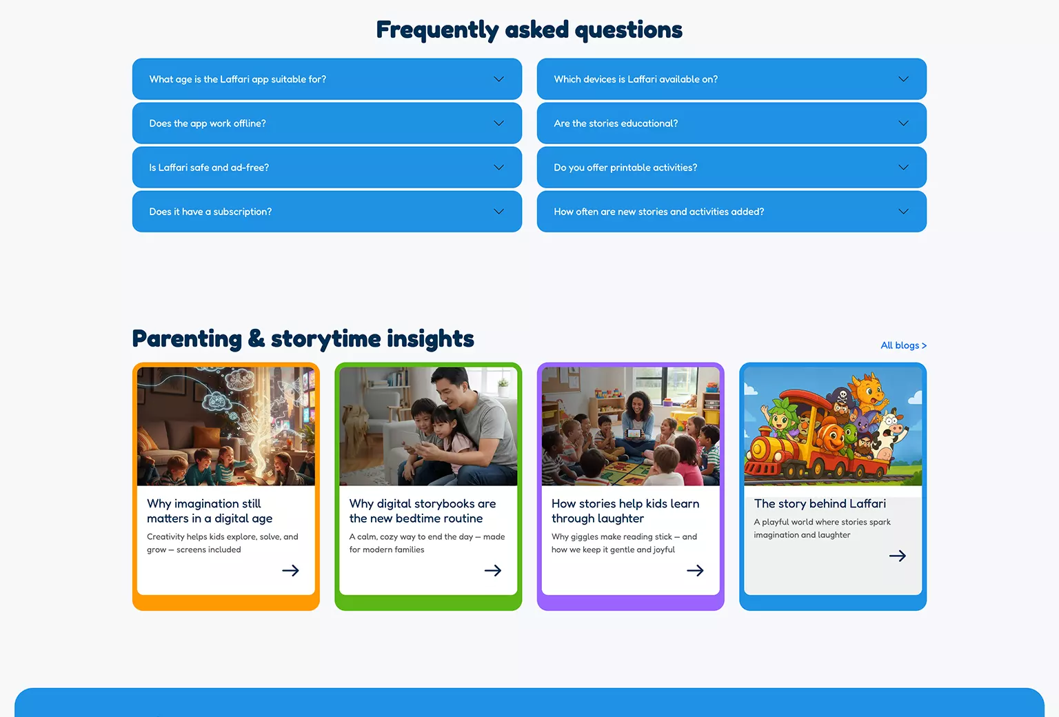 Child reading Laffari story on mobile device