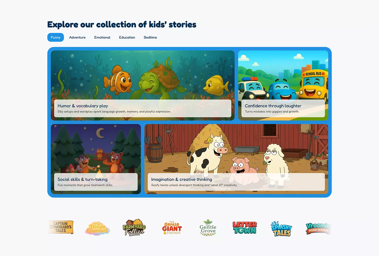 Laffari child-friendly home screen UI