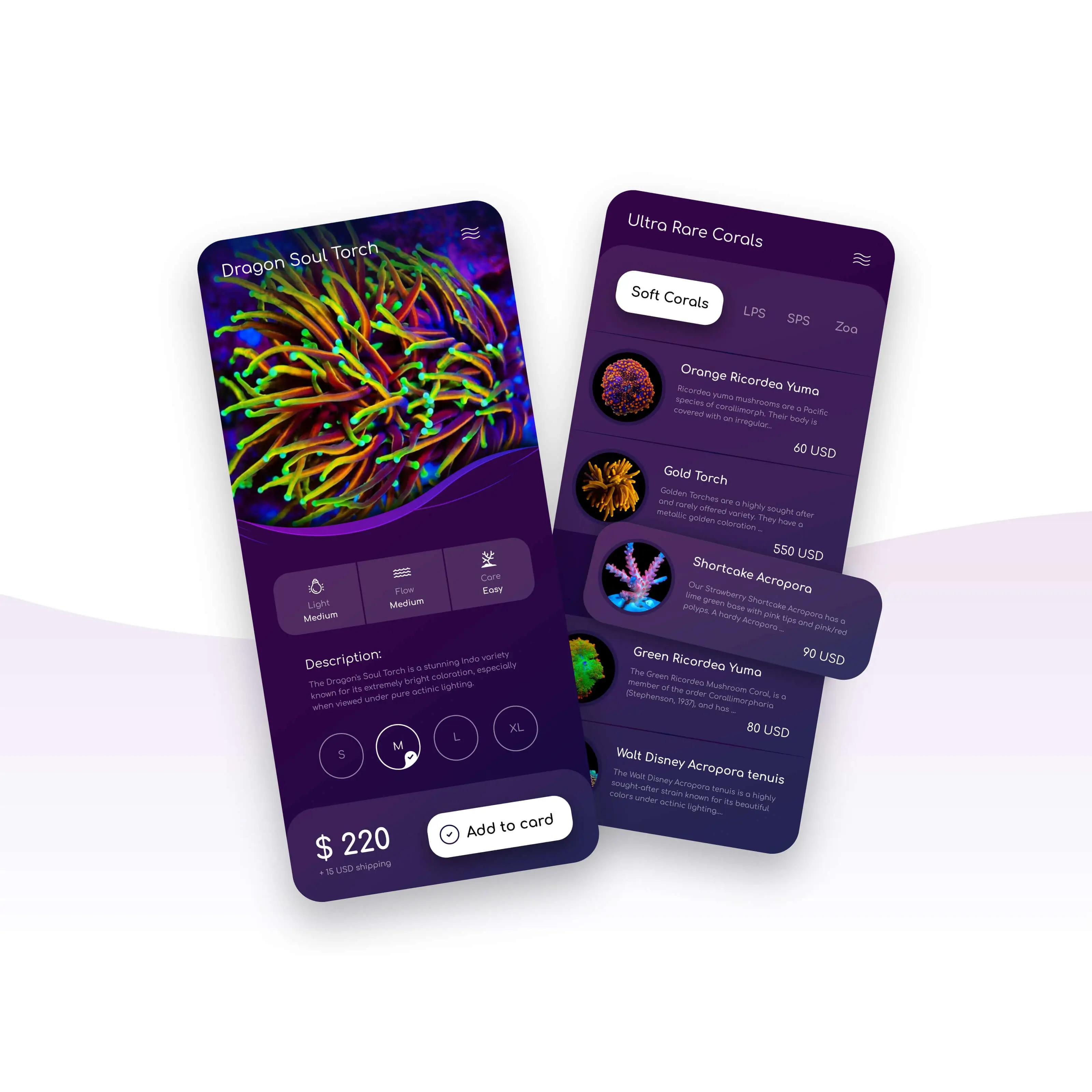 Coral farm management app design