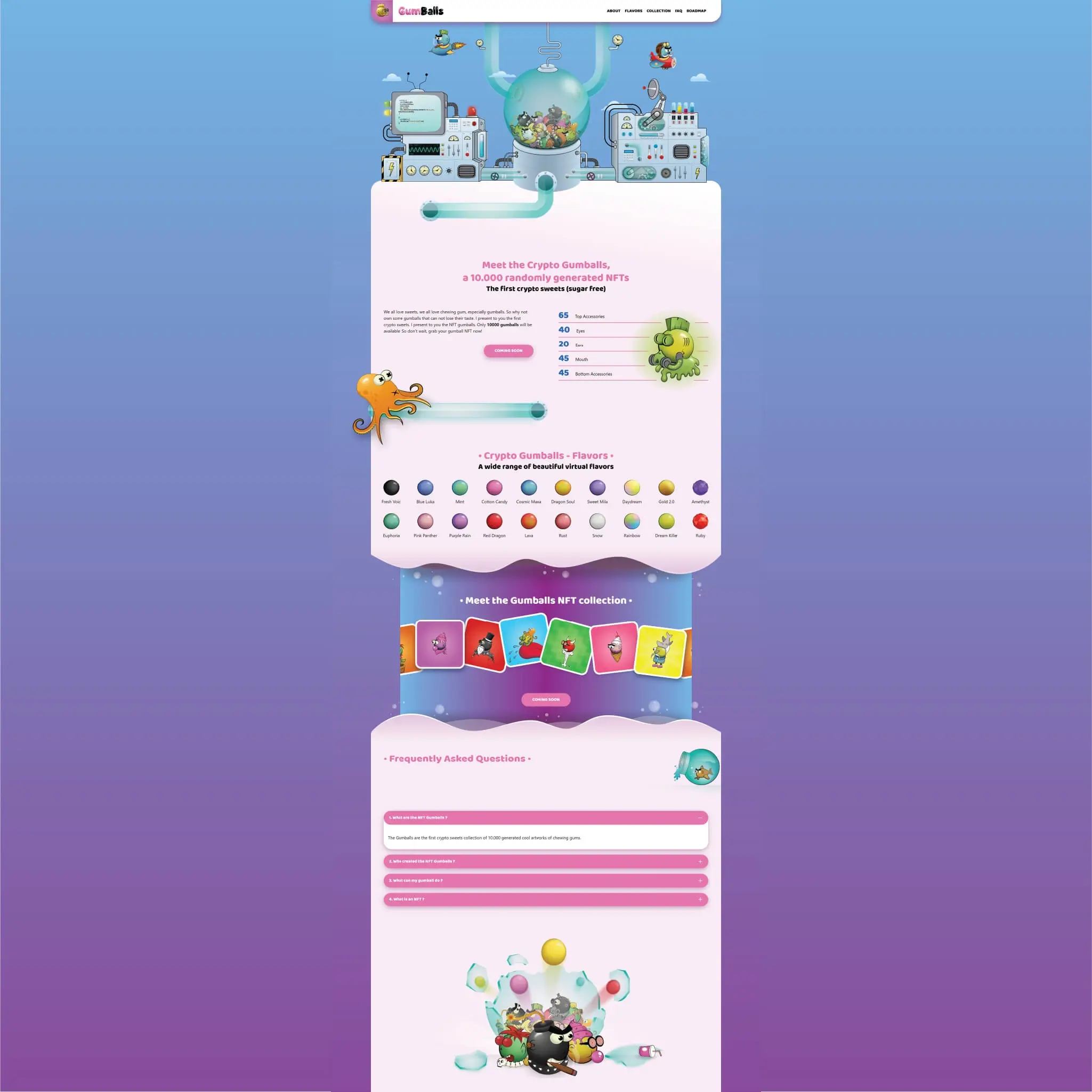 Landing page for Gumballs NFT