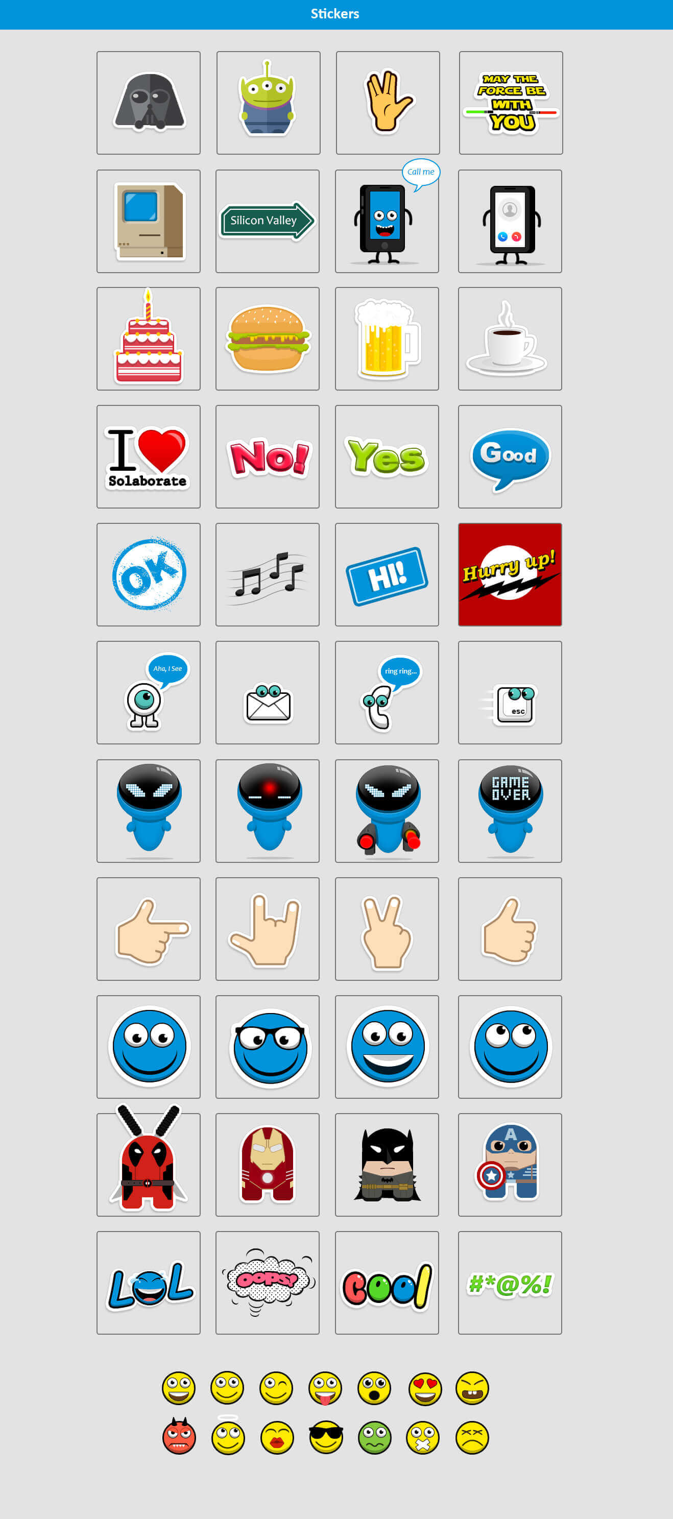 Chat stickers and smileys