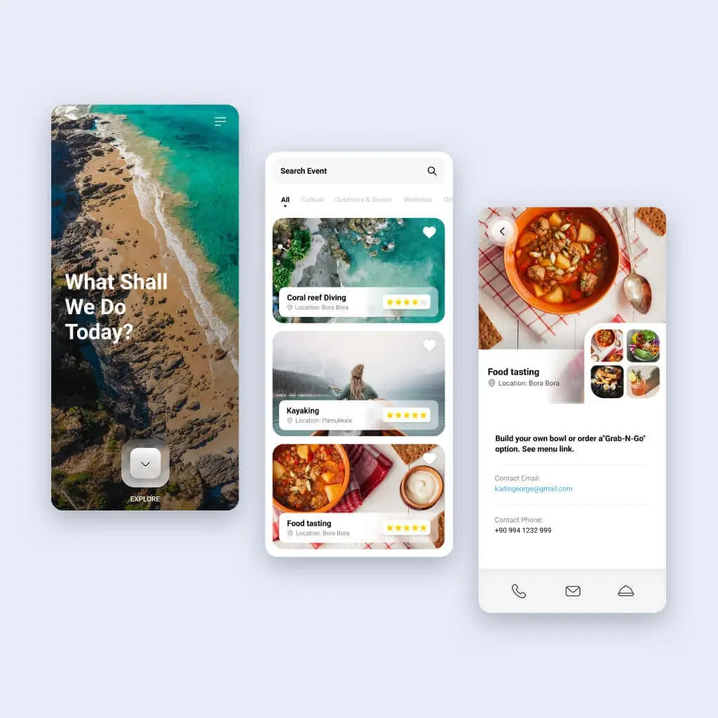 Travel app UI design