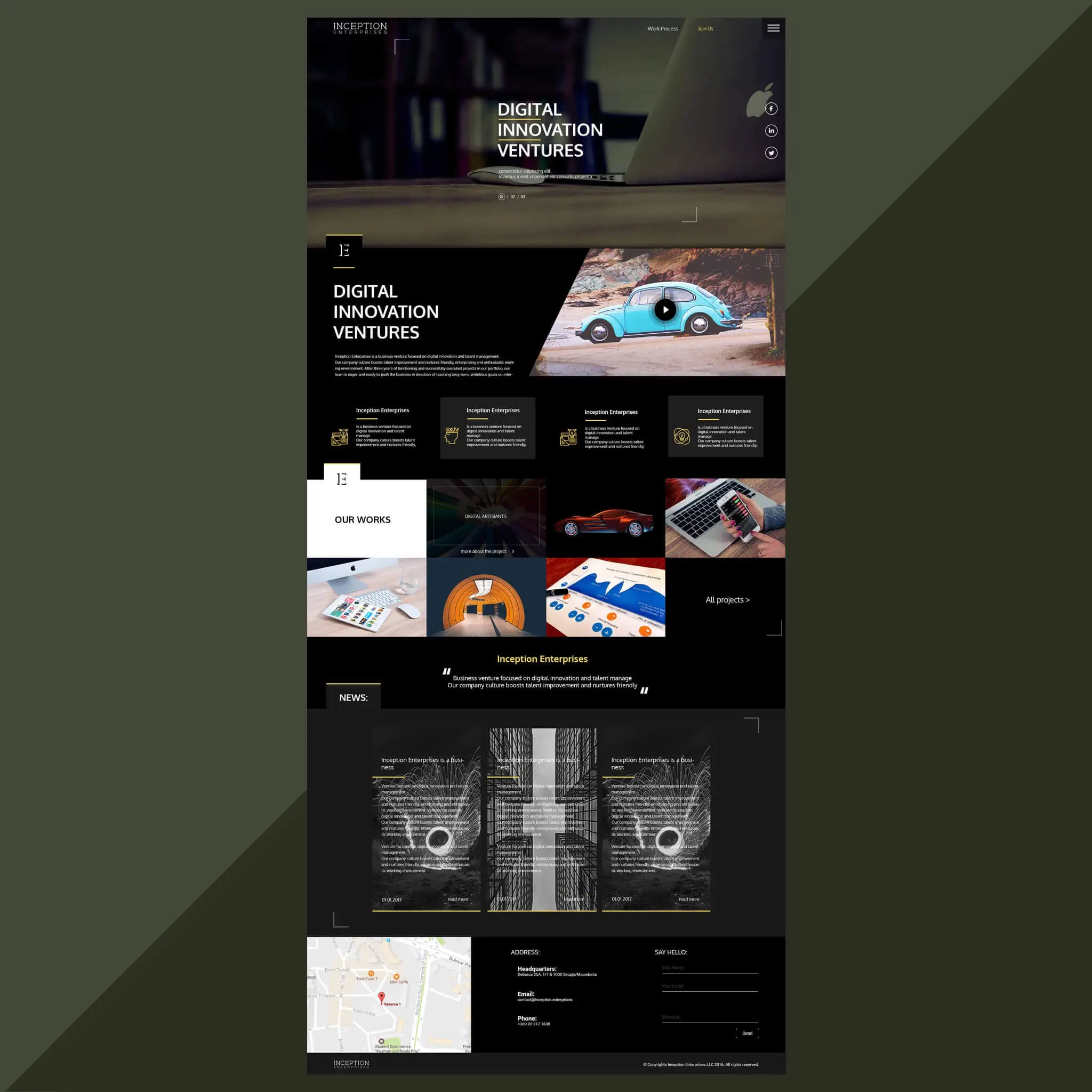 Landing page for Inception web project