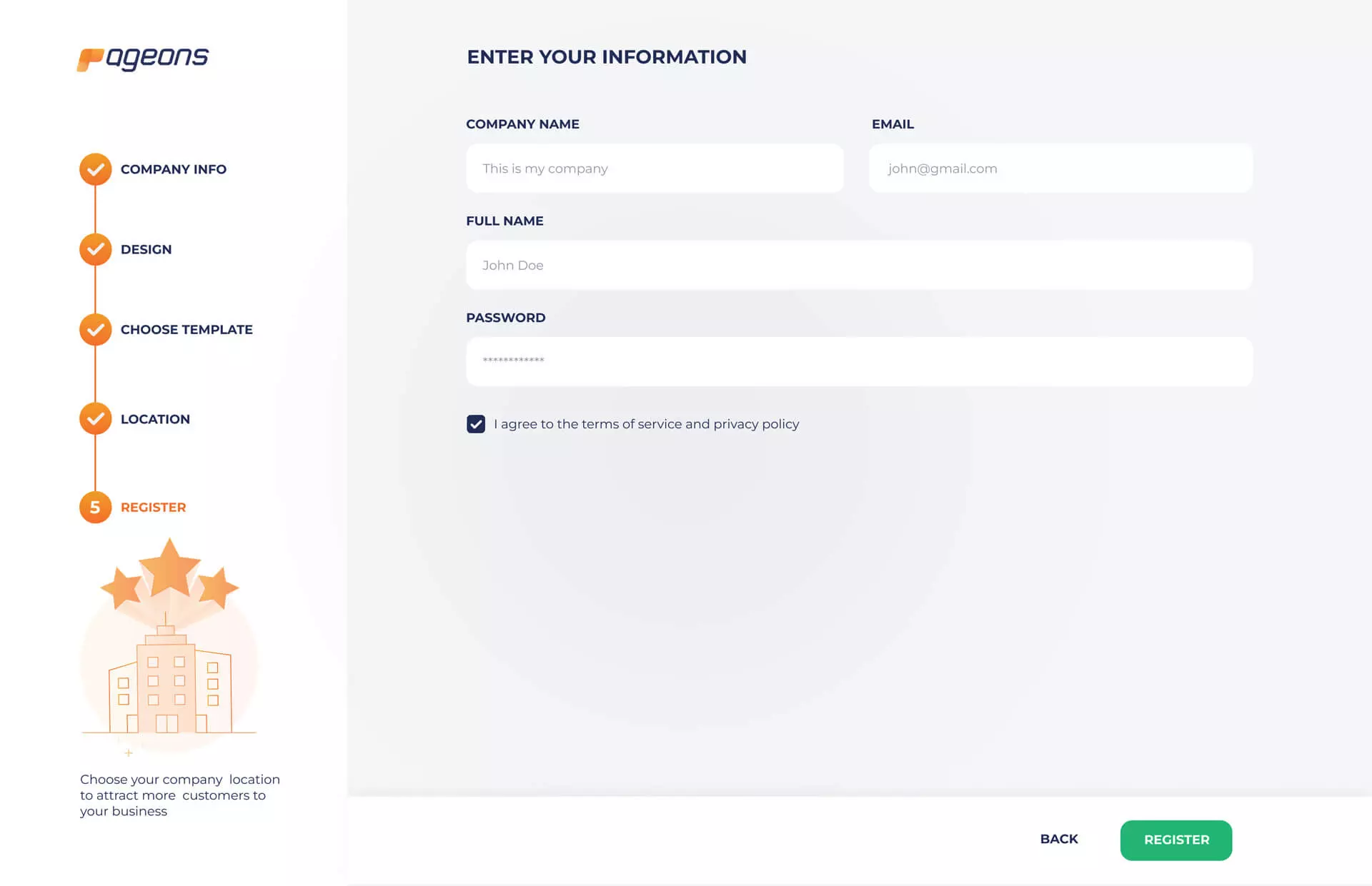 Final onboarding step for company registration